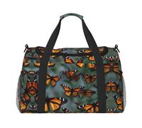 Monarch Butterflies Sac de voyage avec fermetures éclair et poignées, grand sac de sport pliable pour vacances en famille, Noir , Taille unique