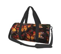 Monarch Butterflies Sac de voyage et de sport avec poignées en forme d'anneau sur le dessus Sac à main et sacs à bagages ronds pouvant être utilisés par les hommes et les femmes, Noir , Taille unique,
