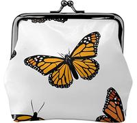 Monarch Butterfly Patterns Porte-Monnaie en Cuir pour Femme, Petite Pochette à la Monnaie avec Fermoir à Fermeture Kiss-Lock Fermeture à Boucle Portefeuille pour Cadeau Fille