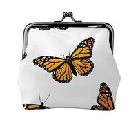 Monarch Butterfly Patterns Porte-Monnaie en Cuir pour Femme, Petite Pochette à la Monnaie avec Fermoir à Fermeture à glissière Kiss-Lock Fermoir Boucle Portefeuille pour Cadeau Fille