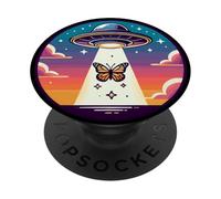 Monarch Butterly Abducted Alien Space ecraft Outer Space PopSockets PopGrip Adhésif
