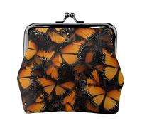 Monarch - Portefeuille papillon orange avec fermeture baiser pour femme