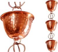 Monarch Rain Chains 26558, haîne de Pluie forgée en cuivre Pur, pour gouttières, Longueur 2,6 m