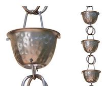 Monarch Rain Chains Tasse martelée en Aluminium 50584, Longueur de 2,6 m (Bronze Pastel)