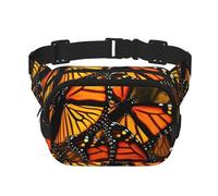 Monarch Sac banane à motif papillons pour femme - Imperméable et réglable - Sac banane tendance et décontracté - Pour la course à pied, l'entraînement, la randonnée, les voyages, noir, taille unique,