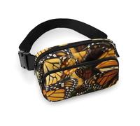 Monarch Sac banane pour homme et femme avec papillons réglables et décontractés pour voyage, sport, randonnée, blanc, 20,1 x 13 cm, blanc, 7.9x5.1inches