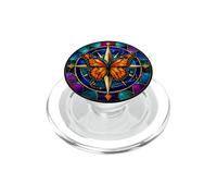 Monarque Papillon Boussole Rose Mosaïque Motif Art PopSockets PopGrip pour MagSafe