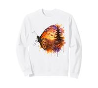 Monarque Papillon Coucher de Soleil forêt Fleurs Sauvages Art Sweatshirt