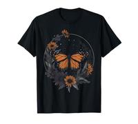 Monarque Papillon Fleur Sauvage Foncé Fleur Floral Vintage T-Shirt