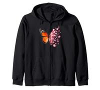 Monarque Papillon Pétales de Fleur Printemps Aquarelle Art Sweat à Capuche