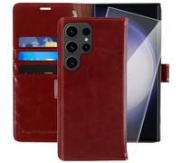 MONASAY Etui Coque Galaxy S23 Ultra 5G, Housse Portefeuille Etui en Cuir PU Antichoc Flip Case [Fonction Support] avec Fentes pour Cartes pour Samsung Galaxy S23 Ultra, Bourgogne