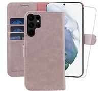 MONASAY Etui Coque Galaxy S23 Ultra 5G, Housse Portefeuille Etui en Cuir PU Antichoc Flip Case [Fonction Support] avec Fentes pour Cartes pour Samsung Galaxy S23 Ultra, Sable Rose