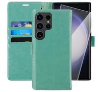 MONASAY Etui Coque Galaxy S23 Ultra 5G, Housse Portefeuille Etui en Cuir PU Antichoc Flip Case [Fonction Support] avec Fentes pour Cartes pour Samsung Galaxy S23 Ultra, Menthe