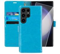 MONASAY Etui Coque Galaxy S23 Ultra 5G, Housse Portefeuille Etui en Cuir PU Antichoc Flip Case [Fonction Support] avec Fentes pour Cartes pour Samsung Galaxy S23 Ultra, Bleu Clair