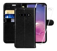 MONASAY Etui Coque Samsung Galaxy S10 Plus, Housse Portefeuille Etui en Cuir PU Antichoc Flip Case [Fonction Support] avec Fentes pour Cartes pour Samsung Galaxy S10+ (6,4 Pouces), Noir