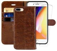 MONASAY Étui portefeuille pour iPhone 8 Plus, iPhone 7 Plus, [Protection d'écran en verre] [Blocage RFID] Étui à rabat en cuir avec porte-cartes pour Apple iPhone 7 Plus/8 Plus, 5,5"