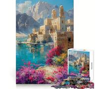 Monastère Ancien au Bord du lac Puzzle de 1000 pièces pour Adolescents Exercice de logique Jeu Calme et Amusant Bords Nets Cadeau Festif (38x26cm)