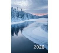 Monatsplaner 2026: Ein Teambuilding-Organisator und Business-Motivator mit einem Cover, das von einer atemberaubenden Aussicht auf Bäume und Schnee inspiriert ist.