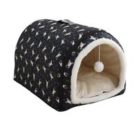Monbaer Niche pour chien 2 en 1 pliable auto-chauffant avec coussin amovible anti-anxiété - Grotte d'hiver chaude et apaisante pour chiens, chiots, chats (M : 55 x 40 x 35 cm, bleu marine)