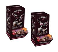 Monbana 2 Coffrets Chocolats Assortis 800 g - Assortiment de 400 Carrés Individuels - 10 Saveurs Chocolat Noir & Lait - Idéal Café, Bureau ou Cadeau