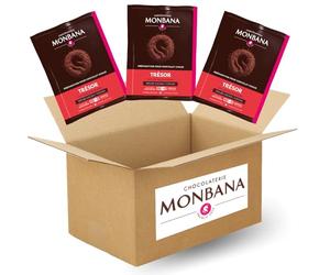 MONBANA | 50 sachets de chocolat TRESOR | Doses individuelles de 25 g de chocolat en poudre à déguster tout au long de la journée