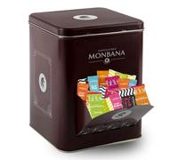 MONBANA | Assortiment 180 mini-biscuits et croustilles en chocolat | Boîte Distributrice Métal Idéale Comptoir Café, Bureau, Bar, Maison