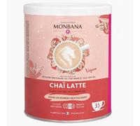 Monbana Chaï Latte Vegan 350 g - Chai Latte en Poudre au Thé Noir et Épices (Cannelle, Cardamome, Gingembre, Clou de Girofle) - Boisson Chaude Gourmande - Riche en fer - 35 Tasses - Fabriqué en France