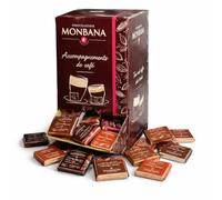 Monbana Coffret Chocolats Assortis 800 g - Assortiment de 200 Carrés Individuels - 10 Saveurs Chocolat Noir & Lait - Idéal Café, Bureau ou Cadeau