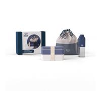 monbento - Coffret Cadeau Déjeuner- avec Bento Box MB Original Natural Made in France, Lunch bag MB Pochette L Natural, Gourde MB Positive M Natural - Bleu - Cadeau Original Homme ou Femme