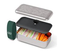 MONBENTO - Bento box en métal MB Sense Jungle - Boîte Repas en Acier Inoxydable avec Couvercle Hermétique - Bento en inox - Passe au four traditionnel et micro-ondes - Durable et Sûre - Motif Feuilles