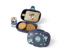Monbento – Boîte à goûter Gram bleu Wolf – Sans BPA, personnalisable, résistante, motif loup