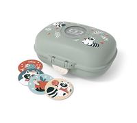 monbento - Boîte à Goûter Enfant MB Gram Raccoon - Snack Box pour Fille et Garçon - Idéal Pour Ecole ou Parc - Sans BPA - Durable et Sûre - Motif Raton Laveur - Vert