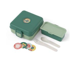 monbento - Boite a Sandwich Enfant Snacky vert Forest - Lunch Box Enfant pour Sandwich Entier - Couverts Inclus - Boite a Gouter Personnalisable - Idéal pour École/Pique-niques - Sans BPA - Vert