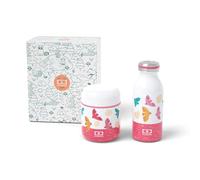 MONBENTO - Coffret Cadeau Enfant Capsule rose Birds - Lunch Box Enfant Isotherme 280 ml et Gourde Isotherme Enfant 350 ml Cooly - Idée Cadeau Enfant Parfaite pour Noël, Anniversaire, Rentrée - Oiseaux