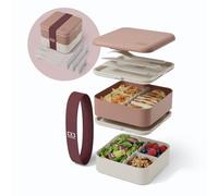 monbento - Lunch Box Adulte Flex Rose Moka - Boite Repas 1 L 2 Étages Modulable - Bento Compartimenté avec Couverts Inclus - Hermétique & sans BPA - Idéal pour Meal Prep/Bureau