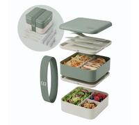 monbento - Lunch Box Adulte Flex Vert Natural - Boite Repas 1 L 2 Étages Modulable - Bento Compartimenté avec Couverts Inclus - Hermétique & sans BPA - Idéal pour Meal Prep/Bureau