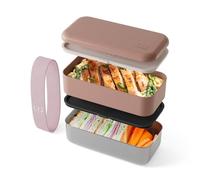 monbento - Lunch Box Adulte Sense Original rose Moka - Boite Repas 1.2 L 2 Étages Métal/Plastique - Bento Inox Hermétique Compatible avec Four & Micro-Ondes - Sans BPA - Idéal pour Meal Prep/Bureau