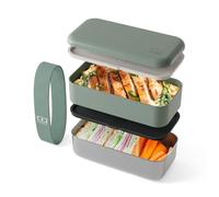 MONBENTO - Lunch Box Adulte Sense Original vert Natural - Boite Repas 1.2 L 2 Étages Métal/Plastique - Bento Inox Hermétique Compatible avec Four & Micro-Ondes - Sans BPA - Idéal pour Meal Prep/Bureau