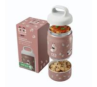 monbento - Lunch Box Enfant Isotherme Handy Cannelle Fox - Boite Repas 500 ml 2 Étages - Bento Inox 2-en-1 Garde au Chaud & Froid - Sans BPA - Idéal pour École/Sorties Scolaires