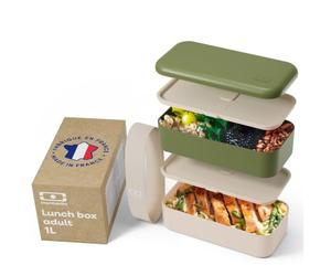 monbento - Lunch Box Matière Recy MB Original Olive Recycled - Boite a Lunch à Compartiments - Bento Box Hermétique 2 étages - Idéal pour Travail/Pique-nique - Sans BPA - Made in France - Kaki