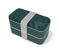 monbento - Lunch Box MB Original graphic Jungle - Lunch Box Micro ondable - Boite Lunch Hermétique 2 étages - Idéal pour Travail/Pique-nique - Sans BPA - Made in France - Motif Feuille vert