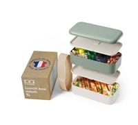 monbento - MB Original bento box verte Natural Green Made in France - Lunch box hermétique 2 étages - Boîte repas idéale pour le travail/école - sans BPA - durable et sûre