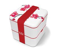 monbento - MB Square bento box - Lunch box hermétique 2 étages - Boîte repas idéale pour le travail/école - sans BPA - durable et sûre (Graphic, graphic Blossom)