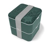 monbento - MB Square Graphic Jungle grand bento vert Made in France- Lunch box hermétique 2 étages - Boîte repas idéale pour le travail/école - sans BPA - durable et sûre