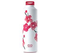 monbento - MB Steel Blossom Bouteille Isotherme Rouge/Rose/Blanc 50 cl - Gourde INOX Garde au Chaud/Froid - idéale Eau, infusions, thé, café