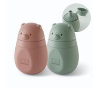 monbento - MB Yummy - Set de 2 Gourdes Compotes Réutilisables en Silicone - 150 ml - Gourdes Souples Bébé sans BPA et Hermétiques - Idéales Purée et Yaourt - Vert/Rose