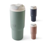 MONBENTO - Mug Isotherme Travel Mug L vert Natural - Tumbler avec Paille 600 ml - Garde les Boissons Chaudes/Froides - Gourde avec Bouchon Double Ouverture - Idéal pour le Café, Infusion, Thé Glacé