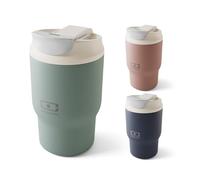 MONBENTO - Mug Isotherme Travel Mug S vert Natural - Tumbler avec Paille 360 ml - Garde les Boissons Chaudes/Froides - Gourde avec Bouchon Double Ouverture - Idéal pour le Café, Infusion, Thé Glacé