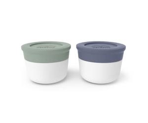 MONBENTO - Récipients à Sauce Lunch Box MB Temple S Natural - Petits Pots avec Couvercle pour Sauces - Hermétiques - Réutilisables - Compatibles avec Bento Box MB Original & MB Square - Vert et Bleu