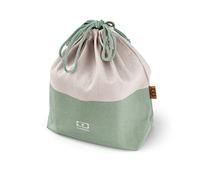 MONBENTO - Sac à Lunch MB Pochette L Vert Naturel - Sac à Lunch Box Polyester et Coton - Idéal pour Bento Box MB Square + Bouteille - Vert et Crème